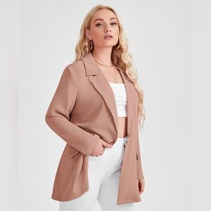 Plus Flap Detail Single Button Blazer